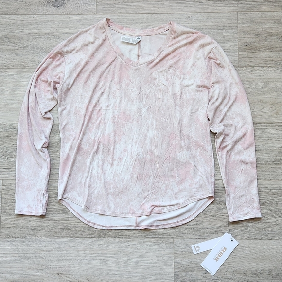 RBX Tops - RBX Active Pink Top Womems Medium Tie-dye Long Sleeve V Neck Nwt